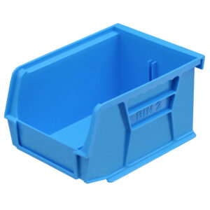 Stack & Hang Parts Storage Bin – Small Plastic Container – Size 2 – 13.5 x 10.5 x 7.5 cm – Blue – BIN-2-BLUE