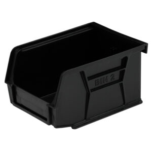 Stack & Hang Parts Storage Bin – Small Plastic Container – Size 2 – 13.5 x 10.5 x 7.5 cm – Black – BIN-2-BLACK