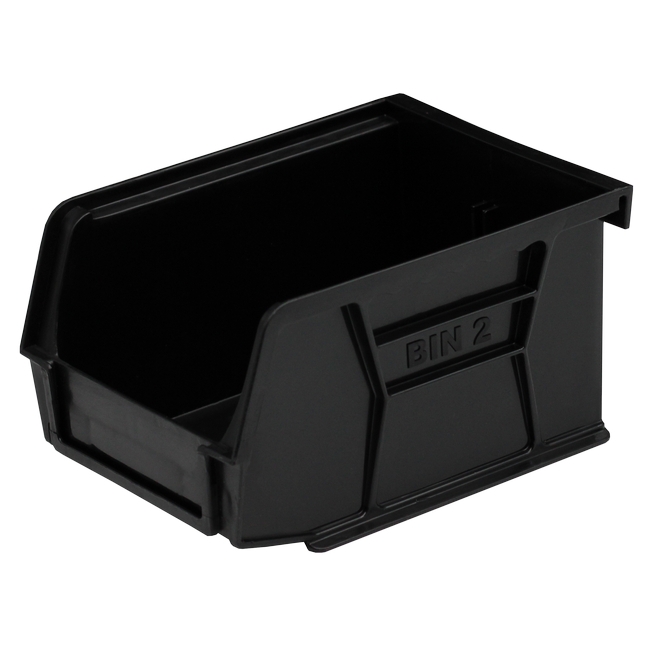 Stack & Hang Parts Storage Bin - Small Plastic Container - Size 2 - 13.5 x 10.5 x 7.5 cm - Black - BIN-2-BLACK