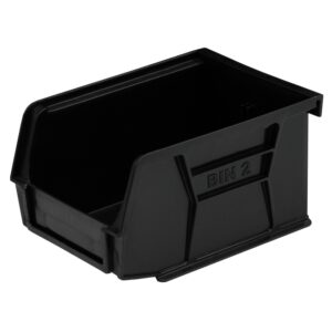 Stack & Hang Parts Storage Bin – Small Plastic Container – Size 2 – 13.5 x 10.5 x 7.5 cm – Black – BIN-2-BLACK