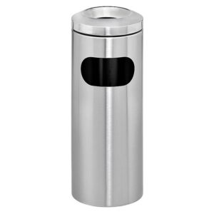 Stainless Steel Ashtray Litter Bin – Free Standing – Cut Out And Ash Holder – 240 Ø x 680 (H) mm – 788