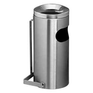 Stainless Steel Ashtray Litter Bin – Wall Mounted – Cut Out And Ash Holder – 240 Ø x 680 (H) mm – 783