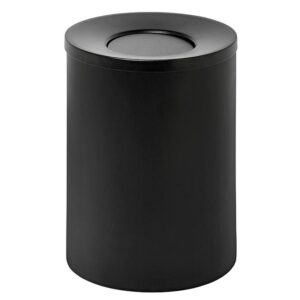 Steel Litter Bin – Wide – Swivel Funnel Top Lid and Bin Liner – Solid – 400 Ø x 600 (H) mm – Black – 772BL-027SD