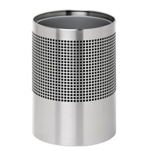 Steel Litter Bin – Wide – No Lid or Liner – Square Punch – 400 Ø x 600 (H) mm – Stainless Steel – 764SS