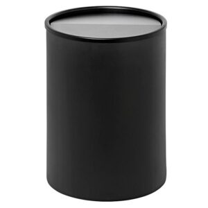 Steel Litter Bin – Wide – Full Swivel Lid and Bin Liner – Solid – 400 Ø x 600 (H) mm – Black – 763BL-027SD