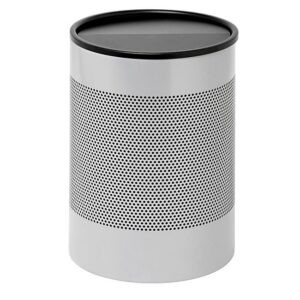 Steel Litter Bin – Wide – Full Swivel Lid and Bin Liner – Perforated – 400 Ø x 600 (H) mm – Silver – 754SI-027SD
