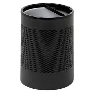 Steel Litter Bin – Wide – Half Moon Flip Top Lid and Bin Liner – Perforated – 400 Ø x 600 (H) mm – Black – 753BL-027SD