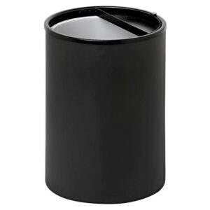 Steel Litter Bin – Wide – Ashtray Half Moon Flip Top Lid and Bin Liner – Solid – 400 Ø x 600 (H) mm – Black – 751BL-027SD