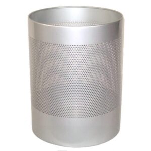Steel Litter Bin – Jumbo – Perforated – 460 Ø x 620 (H) mm – Silver – 667SI