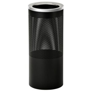 Stainless Steel Litter Bin – Perforated – Rim Lid – 240 Ø x 600 (H) mm – Black – 595BL