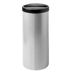 Steel Waste Paper Bin – Fluted – With Flip-top Lid – 240 Ø x 600 (H) mm – Silver – 525SI