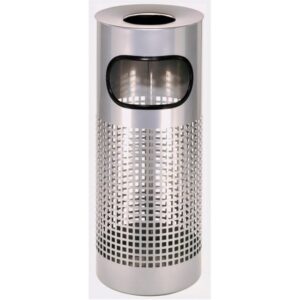 Ashtray Litter Bin – Steel Powder Coated – Square Punch – Free Standing – 250 Ø x 600 (H) mm – Silver – 435SI