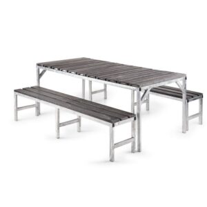 Canteen Set – 1 x Table and 2 x Single Benches – Open Slats – 6 Seater – 180cm – CANOPEN1800