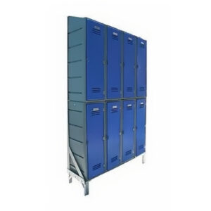 Plastic Clothes Lockers on Frame – 4 x Flat Top and 4 x Slanted Top Lockers – HACCP – 8CF-SLANTED