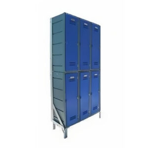 Plastic Clothes Lockers on Frame – 6 x Flat Top Lockers – HACCP – 6CF-FLAT