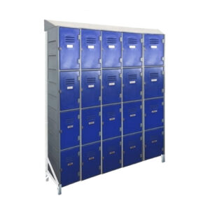 Plastic Lockers on Frame – 5 x 4-Tier (20 Tiers) – Solid Door – Slanted Top – HACCP – 5-4LF-SLANTED