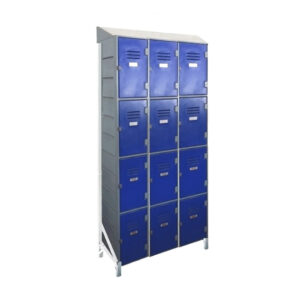 Plastic Lockers on Frame – 3 x 4-Tier (12 Tiers) – Solid Door – Slanted Top – HACCP – 3-4LF-SLANTED
