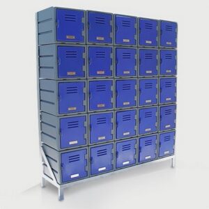 Plastic Food Lockers on Frame – 5 x 5-Tier (25 Tiers) – Flat Top – HACCP – 25FF-FLAT