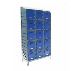 Plastic Food Lockers on Frame – 3 x 5-Tier (15 Tiers) – Slanted Top – HACCP – 15FF-SLANTED