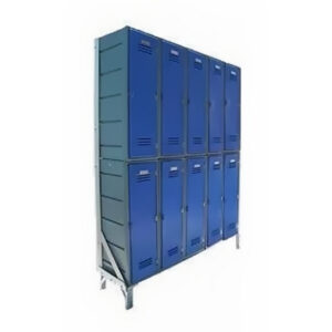 Plastic Clothes Lockers on Frame – 10 x Flat Top Lockers – HACCP – 10CF-FLAT