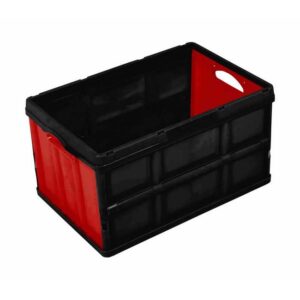 Plastic Crate – Foldable – Black and Red – 59 x 39 x 62 cm – Pack of 5