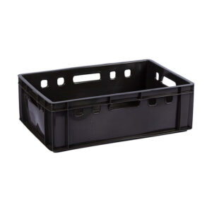 Plastic Crate – Stackable – Heavy Duty – Black – 60 x 39 x 19.7 cm