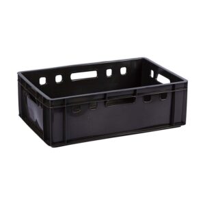 Plastic Crate – Stackable – Heavy Duty – Black – 60 x 39 x 19.7 cm