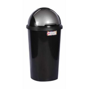 Contour 50L Plastic Dust Bin – Round Swing Lid – Black – Pack of 5