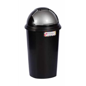 Contour 25L Plastic Dust Bin – Round Swing Lid – Black – Pack of 5