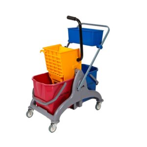 50L Double Saul Bucket and Wringer Trolley – With Caddy – 78 x 45 x 95cm