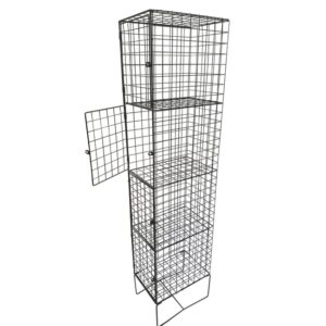 Wire Metal Locker – Powder Coated Steel Mesh – Single – 4 Doors – 4 Tier