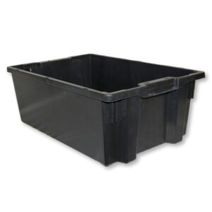 Tote Box – Plastic Crate – Stack and Nest Container – 48L – 60 x 40 x 21 cm – Black