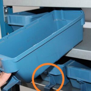 Front Stopper for Shelf Bin – Loose Parts Warehouse Storage Container – Plastic – Blue