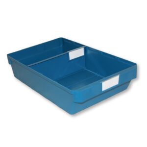 Shelf Bin – Loose Parts Warehouse Storage Container – Plastic – Bins, Dividers and Labels – Large – 400mm – Blue – Pack of 20