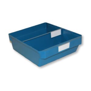 Shelf Bin – Loose Parts Warehouse Storage Container – Plastic – Bins, Dividers and Labels – Large – 300mm – Blue – Pack of 20