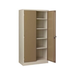 Steel Stationery Cupboard – Metal Storage Cabinet – 4 Shelves – Ivory Karoo – 180 x 90 x 35 cm – SC350IK-ivorykaroo