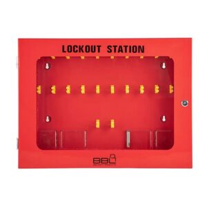 Lockout Station – Holds 44 Locks – Red – Steel -56 x 7 x 46 x 7 cm