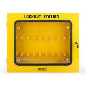 Lockout Station – Holds 60 Locks – Yellow – Steel – 56 x 7 x 46 x 7 cm