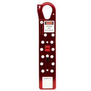 Lockout Hasp – Aluminium – 12 Hole – Red – 26 x 4cm
