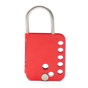 Lockout Hasp – Stainless Steel – Butterfly – Red – 7 Hole – 7 x 5.8 x 0.5 cm