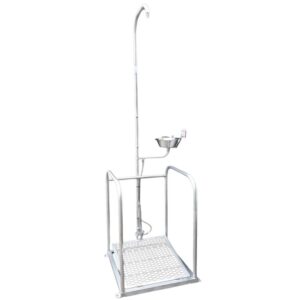 Single Column Safety Shower – Foot Operated – Safety Rails – 64 x 64 x 230 cm