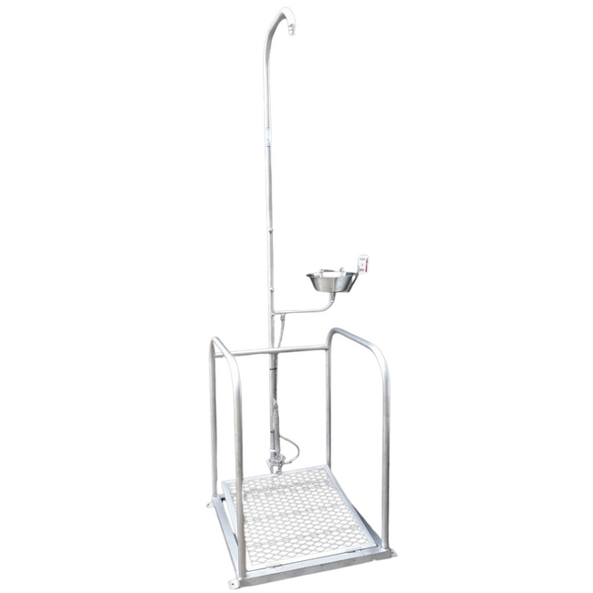 Single Column Safety Shower - Foot Operated - Safety Rails - 64 x 64 x 230 cm