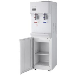 Water Cooler Dispenser – Hot and Cold – Freestanding with Storage Compartment – White