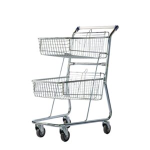 Steel Shopping Trolley – Two Metal Mesh Baskets – Medium – Super Shopper -120L