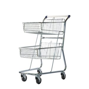 Steel Shopping Trolley – Two Metal Mesh Baskets – Medium – Super Shopper -120L