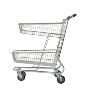 Steel Shopping Trolley – Two Metal Mesh Baskets – Large – Super Shopper -160L