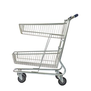 Steel Shopping Trolley – Two Metal Mesh Baskets – Large – Super Shopper -160L