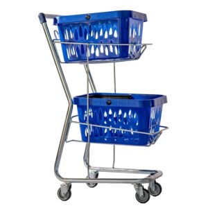 Steel Shopping Basket Trolley – Holds Two Shopping Baskets – Excludes Baskets