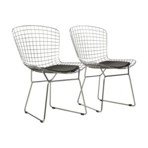 Visitors Arm Chair – Diamond Mesh Bertoia – Stainless Steel – Black