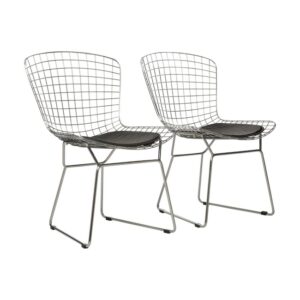 Visitors Arm Chair – Diamond Mesh Bertoia – Stainless Steel – Black